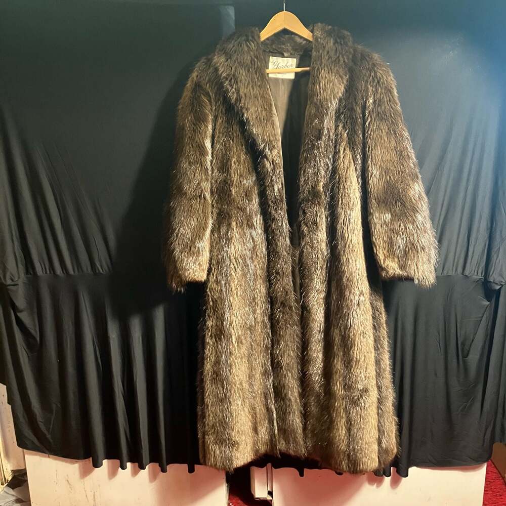 Vintage S. Garber Chicago Long Fux Fur Coat Brown